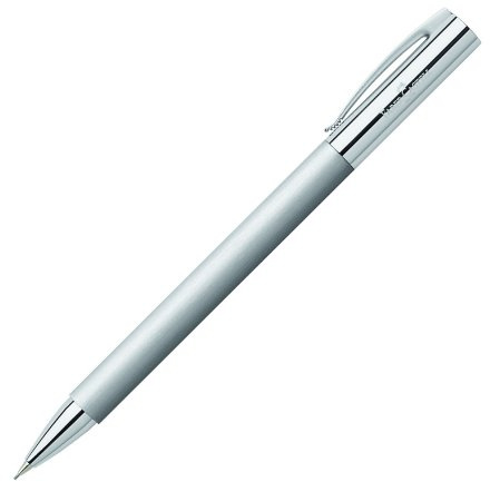 Faber-Castell 138152 - Drehbleistift AMBITION Edelstahl, Minenstärke: 0,7 mm, inklusive Geschenkverpackung, Schaftfarbe: silber