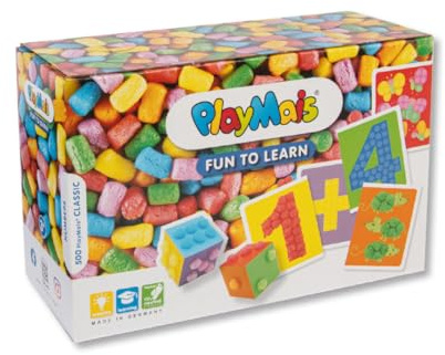 Playmais FUN TO LEARN Numbers Bastel-Set für Kinder ab 3 Jahren I Motorik-Spielzeug mit 550 Stück & 14 Motiv-Vorlagen zum Basteln I Fördert Kreativität & Feinmotorik I Natürliches Spielzeug