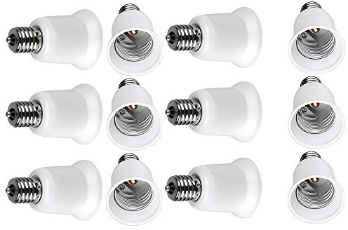 Glo-shine E17 to E26 Adapter,E17 Base Bulb Adapter Converter,Convert Intermediate Socket E17 to Medium Socket E26 (12-pack)