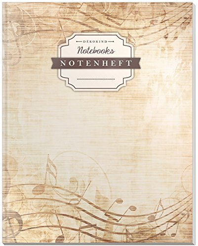 DÉKOKIND Notenheft | DIN A4, 64 Seiten, 12 Notensysteme pro Seite, Inhaltsverzeichnis, Vintage Softcover | Dickes Notenbuch | Motiv: Nostalgisch