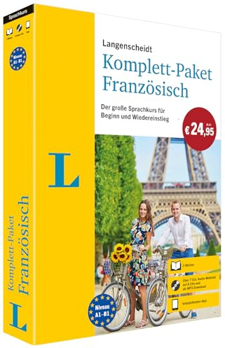 Langenscheidt Komplett-Paket Französisch: Sprachkurs zum Französisch lernen für Anfänger und Wiedereinsteiger mit 2 Büchern, 7 CDs und Vokabeltrainer-App