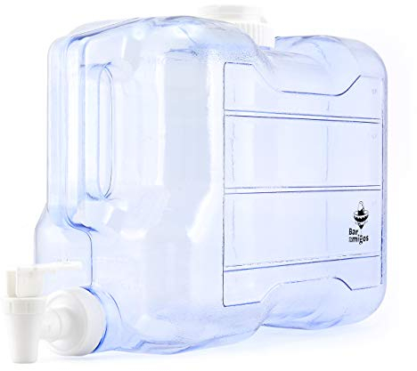 5.5 L Water Container Tap Desktop Dispenser - by Bar Amigos Plastic PETG Fridge Beverage Tank Liquid Drink Refillable Shelf Tap Great for Office Camping Juice Drinks Cocktail Holds 5.5 litres