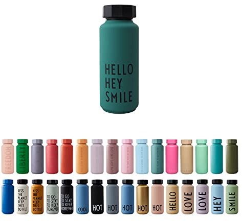 Design Letters Insulated Stainless Steel Water Bottle | 500 ml | Double Walled Vacuum Flask for hot and Cold Water | Thermos Flask for Travel and Gym | BPA and BPS-Free | Dark Green