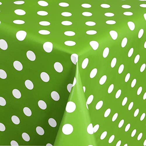 Wachstischdecke Wachstuch Tischdecke Gartentischdecke abwaschbar eckig 240x140 cm Punkte Grün Weiss