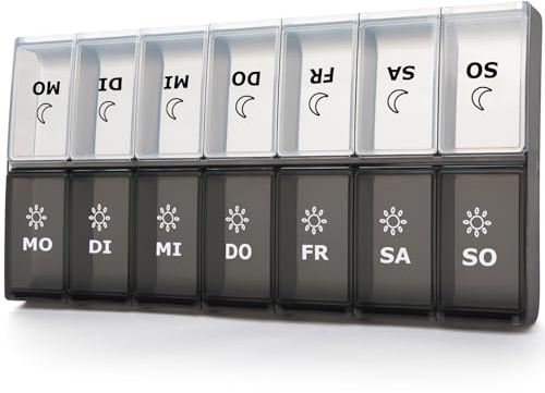 Tablettenbox 7 Tage Morgens Abends Groß, Tablettendose 14 Tage Abends XL Große Dispenser Medikamente Groß für Vitamine, Nahrungsergänzungsmittel und Medikamente