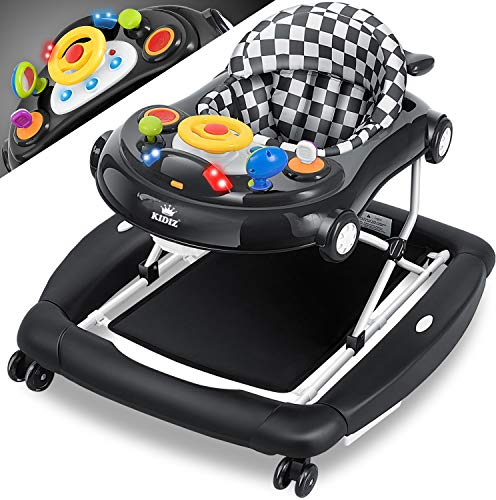 KIDIZ® 4in1 Lauflernhilfe Babywalker Spiel- und Lauflernwagen Gehfrei - Schaukelfunktion Babywippe mit Rollen, Licht, Musik,Spielecenter Esstisch Laufstuhl Laufhilfe babys ab 6 Monaten Klappbar
