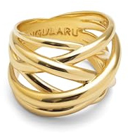 SINGULARU - Anillo Triple Cross. Latón con Acabado Baño de Oro de 18 Kt. Joyas para Mujer. Talla 14