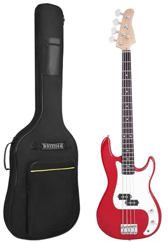 Muscab Bass Guitar Case 7mm Padding Waterproof Bass Guitar Gig Bag, Electric Bass Guitar Bag Backpack with Neck Strap and Pockets, Black