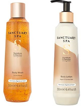 Sanctuary Spa Signature Collection Body Care Routine, Body Wash and Body Lotion 250ml, Self Care, Vegan and Cruelty Free