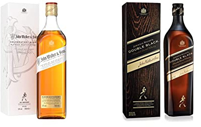 John Walker and Sons 200th Anniversary Celebratory Blend, Blended Scotch Whisky, 70 cl with Gift Box & Johnnie Walker Double Black Label Blended Scotch Whisky 70cl