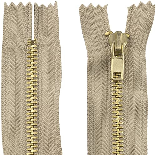 AERZETIX - C61232-2er-Set Nicht trennbare Reißverschlüsse 14 cm aus Metall - Zipper - beige Farbe - nähzubehör Lederwaren etuis röcke Kleider Hosen kurzwaren
