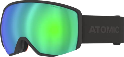 ATOMIC REVENT L STEREO Skibrille - Black - Skibrillen mit Blendschutz - Hochwertig verspiegelte Snowboardbrille - Brille mit Live Fit Rahmen - Skibrille mit Doppelscheibe