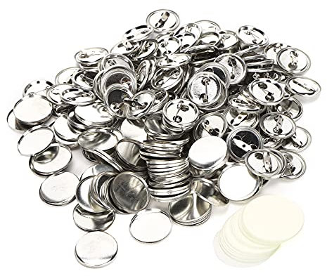 Button Rohlinge 100Pcs, Badge Button Pin Abzeichen Button Brosche Verschlüsse DIY Brosche Blank Badge Button Badge für Schmuck Kunsthandwerk geprägte Anhänger (25mm)