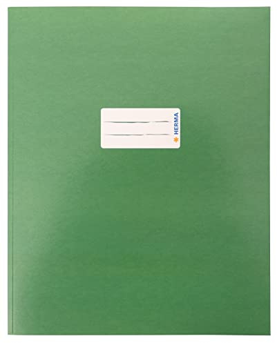 HERMA 20047 Heftumschlag Quart Karton Grün, Hefthülle mit Beschriftungsfeld aus stabilem & extra starkem Papier, Heftschoner für Schulhefte, farbig
