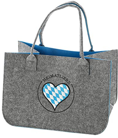 Filztasche Heimatliebe Bayern mit Herz Stickerei - Einkaufstasche, Heimat Handtasche, Geschenktasche