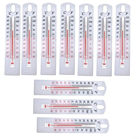 EpheyFIF 10 Pcs Thermometer, Analoges Innen-Außen-Thermometer, Wandthermometer für Garten, Gewächshaus, Haus, Büro, Zimmer 196 mm x 43 mm