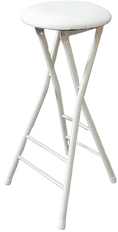 Sedia Alta Rotondo Imbottito Pieghevole per Cucina, Esterno, Campeggio, Sgabello da Bar Pieghevole Senza Schienale, sgabelli Pieghevole per Adulti Portatile (Color : White, Size : 80cm/31.5in)