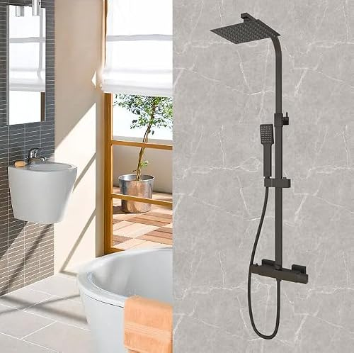 SKY BATHROOM New Thermostatic Shower Mixer Matte Black Exposed Value Set
