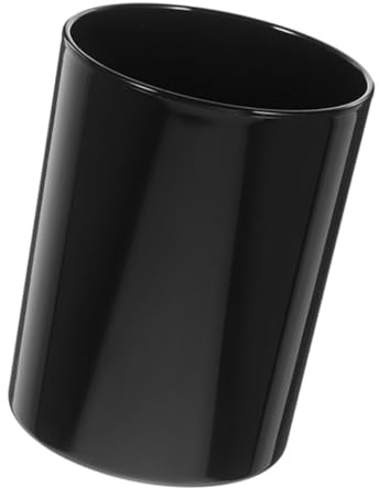 OHPHCALL Porte-crayon Grande Capacité en Plastique Noir, Base Ronde Stable | Usage Bureau, Bords Arrondis, pour Brosses à Dents et Outils de Peinture