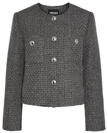 PIECES Pcnua Ls Boucle Jacket Pa, Grigio scuro mélange, M