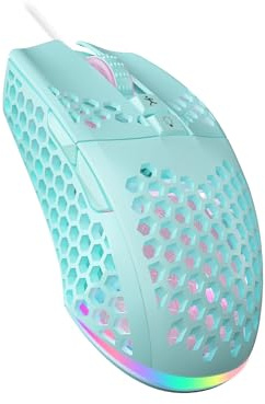 SOLAKAKA SM900 Souris de jeu filaire avec coque en nid d'abeille, 12 800 DPI, 7 boutons programmables, légère, ergonomique, pour jeux sur ordinateur Windows/PC/Mac/ordinateur portable Vert