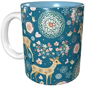 1057 Tazza Da Caffè 330ml, Cervo Latte Mug Donne Tazze Caffè Personalizzato Tazza Divertente, Per Colazione, Fidanziati, Compleanno