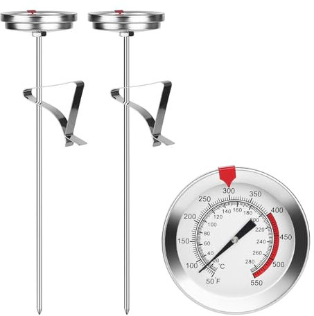 SUPAWAY Temperatura de aceite Termómetro para hornear 20cm Termómetro de carne Termómetro para freír acero inoxidable Termómetro de cuadrante 20~280°C Barbacoa termómetro para caramelos, barbacoa