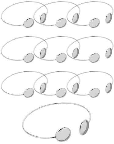 HSIXHAF 10 pcs Armband Lünette Tablett Lünette Cabochon Set Blank Manschetten Cabochon Rohlinge Tablett Blank Armbänder für DIY Basteln Cabochons Armband Schmuck