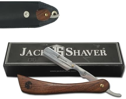 Jack Shaver® Cut Throat Razors Kit, Wooded Genic Rose Wood Straight Razor, Professional Barber Premium Quality Straight Edge Moustache & Beard Shaving Razor (Silver)