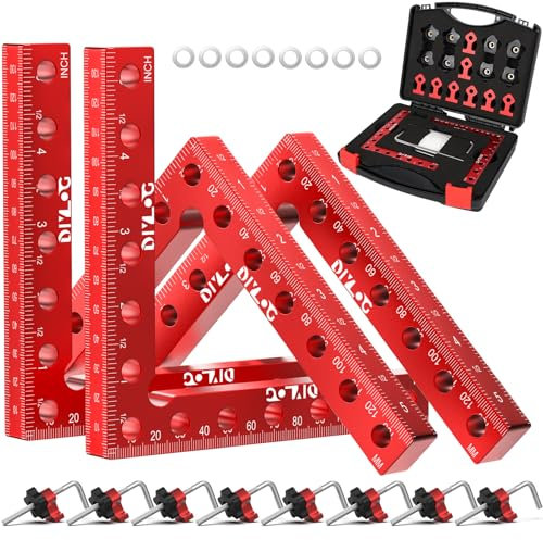 DIYLOG Corner Clamp for Woodworking, 90 Degree Corner Clamp, 4 Pack 5.5x 5.5 Aluminum Alloy Right Angle Woodworking Tools, Positioning Squares for Picture Frame, Box, Cabinets, Drawers