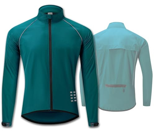ARMAAN Reflektierende Fahrradjacken für Herren, Winddicht, Fahrradbekleidung, Windjacke, leicht, wasserdicht, Laufradmantel, Outdoor-Sport, Laufen, MTB-Fahrradtrikot,Blue-M