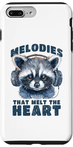 iPhone 7 Plus/8 Plus R&B Music Lover Saying Kawaii Raccoon with Headphones Case