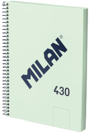 MILAN® Cuaderno A5 con espiral y tapa dura, 80 hojas blancas de 95 gr/m², colección 430 since 1918, verde