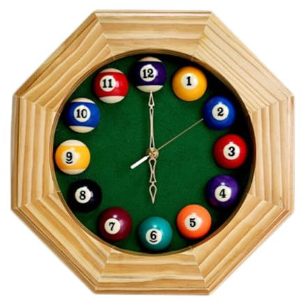 MagiDeal Billard-Wanduhr, Holzornament, große arabische Ziffern, Geschenke, Wandkunst, Hängeuhr für Schule, Badezimmer, Schlafzimmer, Büro, Zuhause