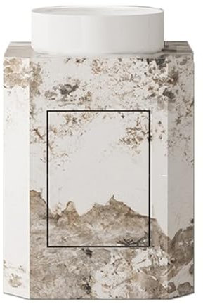 Lavandino da pavimento moderno per il bagno, con mobiletto in ardesia e piano lavabo bianco, mobiletto da pavimento con rubinetto e scarico, piccolo mobiletto da bagno, lavabo indipendente (1 A)