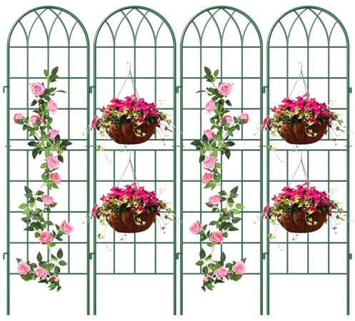 SUNYRISY Rankgitter Metall 4er Set, 150 cm hoch Garten Rankhilfe Spalier Rosengitter für Kletterpflanzen Blume Topfpflanzen Traube Gemüse