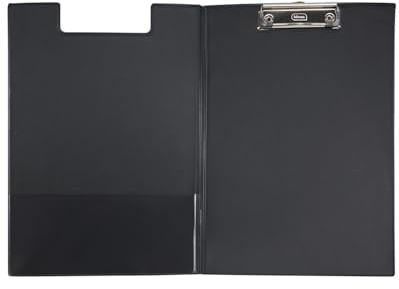 Idena 11375 - Klemmbrettmappe für DIN A4, Hochformat, PVC beschichtetes Clipboard in Schwarz, mit Deckel