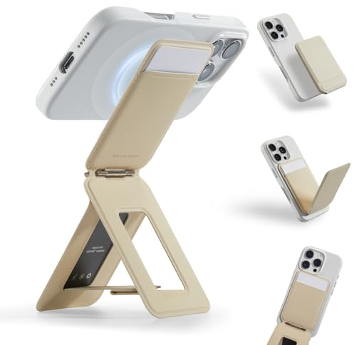 MOFT Phone Tripod Wallet for iPhone, Mulit-Angles, Portable Phone Stand, MOVAS Vegan Leather Magnetic Wallet, Strong Magnets, NFC Card Holder, Travel Essential, Earthen Beige (with Card Slot)