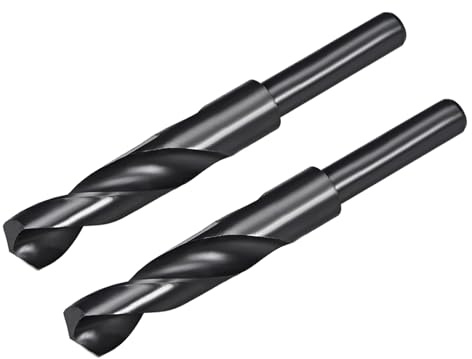 QUARKZMAN 2 Stück Spiralbohrer 18 mm Metallbohrer Länge 150mm Schwarz | Nitridbeschichtetes Reduzierte Schaftbohrer-HSS-6542, mit 12,7 mm Geradem Schaft, für Edelstahllegierung Metall Holz
