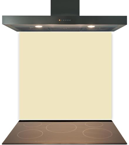Cream Glass Kitchen Splashback – 6mm Toughened Heat-Resistant Glass, Polished Edges, Easy-Clean Hob & Cooker Splashback (60 x 65cm)
