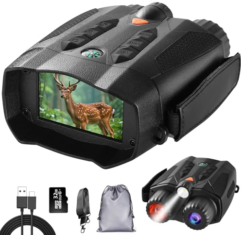 Night Vision Goggles, 5W 850NM Infrared Night Vision Binoculars for Adults, 5000 mAh Rechargeable Binoculars with Flashlight and 32G Card, 10X Digital Zoom, for Camping Hunting and Bird Watching