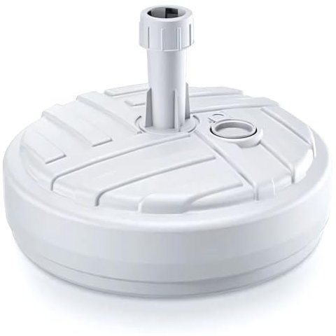 GARDENIX Base per ombrellone, Rotondo, Bianco, in plastica, riempibile con Sabbia, Acqua, Ghiaia in Giardino, Spiaggia, terrazzo, portaombrelli, Supporto per ombrellone