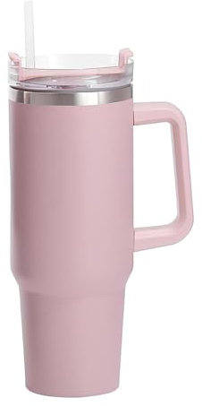 Mug Thermique Inox 1200ml – Gobelet Isotherme avec Paille Réutilisable et Couvercle Étanche – Grande Tasse de Voyage pour Boissons Chaudes et Froides – Sans BPA - Couleur Rose