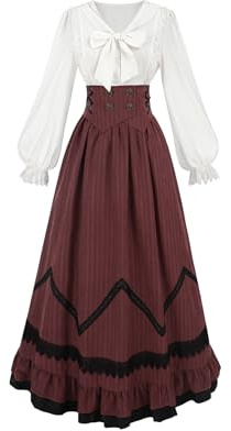 CR ROLECOS Regency-Kleid für Damen, Puffärmel, Empire-Taille, viktorianisches Teeparty-Kleid