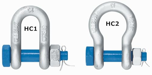 Schäkel gerade HC1 / geschweift HC2 Stahl hochfest verzinkt mit zusätzlicher Splint-Sicherung 3,25t - 4,75t - 6,50t CE (Größe und Form wählbar) Cargo-Drechsler Hardware (gerade HC1, 4,75 Tonnen)