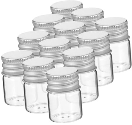 VALICLUD Petites Bouteilles en Verre Transparent 5Ml Lot de 24 avec Bouchons en Aluminium, Étanchéité Sécurisée, pour Décorations de Fête et Usage Professionnel