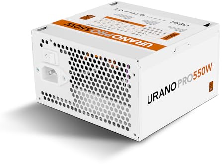 NOX Xtreme Products URANO Pro 550 W White 80 Plus Bronze, Alimentation ATX avec Ventilateur Silencieux 120 mm PWM, Protection intégrale (OVP, UVP, OPP, SCP, OTP), PFC Actif, câbles Plats, Blanc