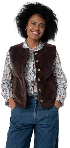 Lily & Me Dusk Stretch Cotton Jumbo Cord Gilet Sleeveless - Chocolate - Size 16