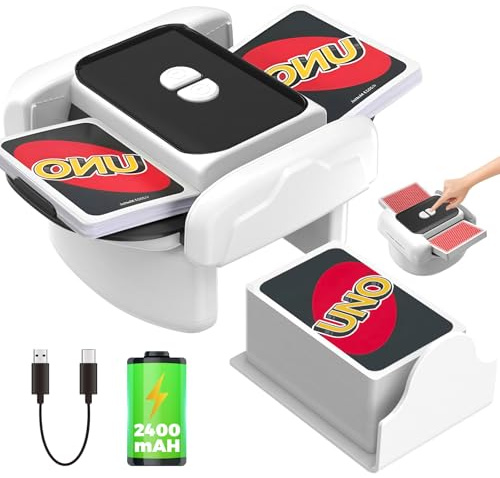 BeSokar Barajador automático de cartas, 2 modos de funcionamiento, recargable con batería de larga duración, silencioso, para UNO, póquer, tarjetas de blackjack, negro (blanco y negro)