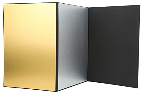 Diyeeni Cartone Riflettente Fotografico 3 in 1, Riflettore di Luce Pieghevole A3, Accessorio Fotografico per Diffusore di Luce - Nero, Argento e Oro - per Illuminazione da Studio Esterna